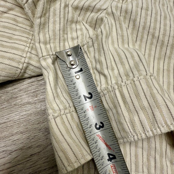 Gap Womens Khaki White Metallic Striped Shorts Size 6 Chino Cuffed Casual - Picture 5 of 8